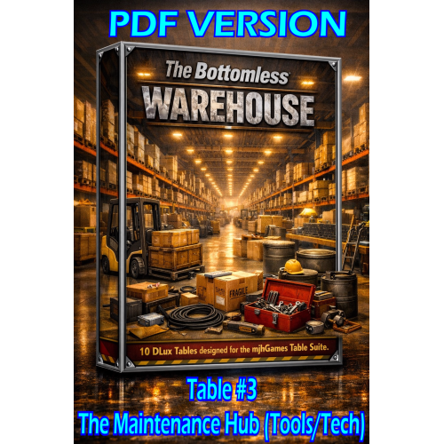 The MTS Bottomless Warehouse - Table #3 - The Maintenance Hub d100 DLux - PDF VERSION The MTS Bottomless Warehouse - Table #3 - The Maintenance Hub d100 DLux - PDF VERSION